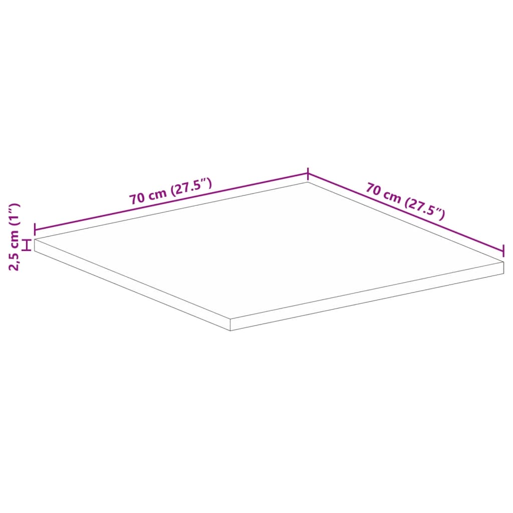 vidaXL Tischplatte 70x70x2,5 cm Quadratisch Massivholz Akazie