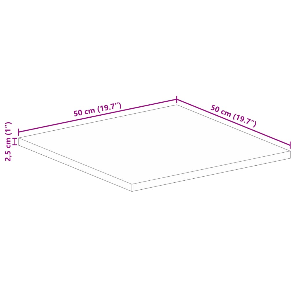 vidaXL Tischplatte 50x50x2,5 cm Quadratisch Altholz Massiv