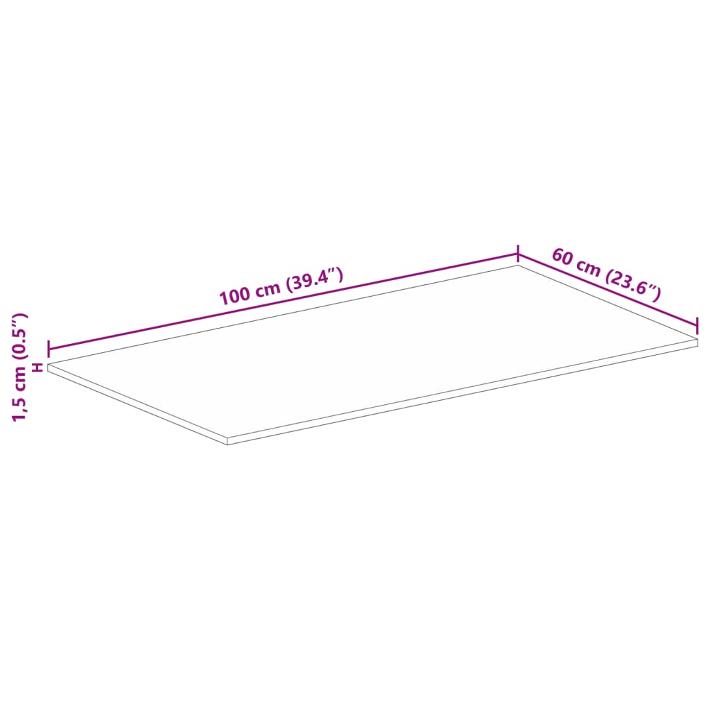 vidaXL Tischplatte 100x60x1,5 cm Rechteckig Altholz Massiv