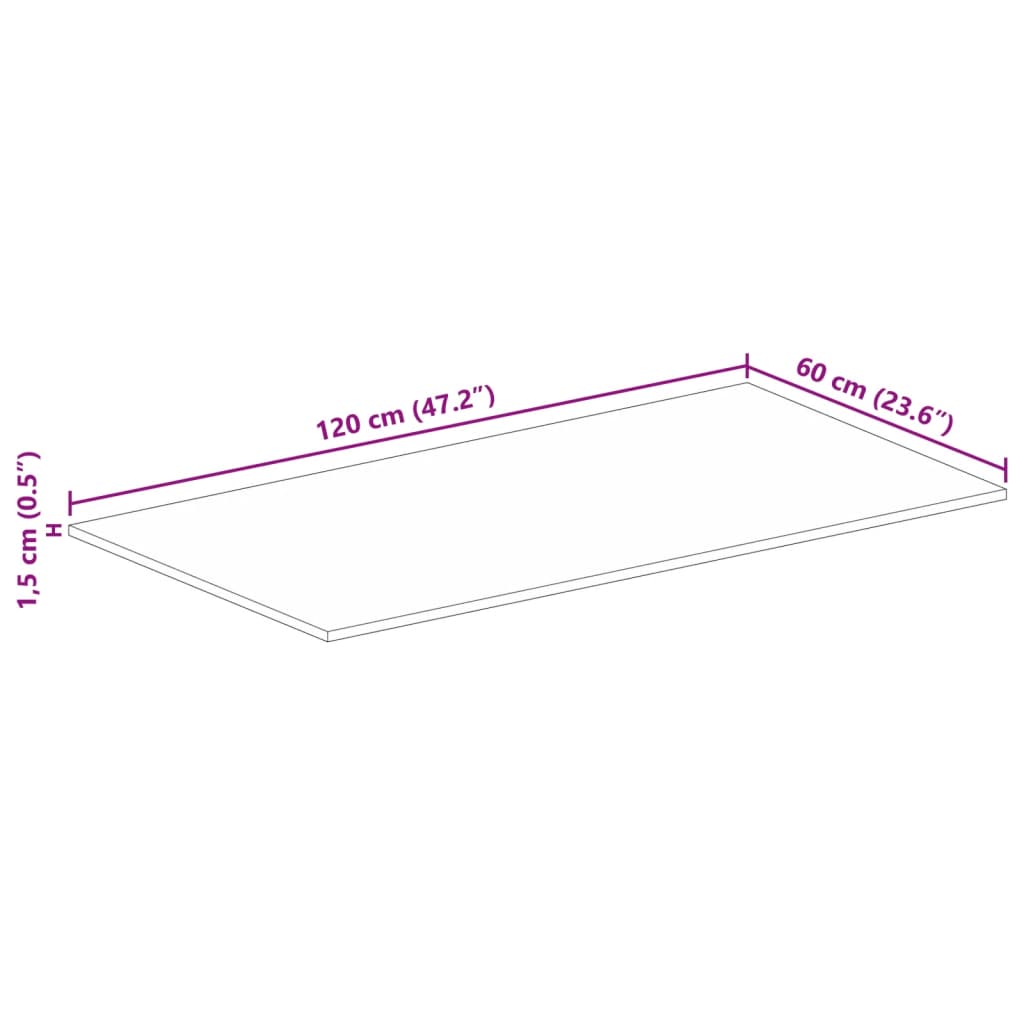 vidaXL Tischplatte 120x60x1,5 cm Rechteckig Altholz Massiv
