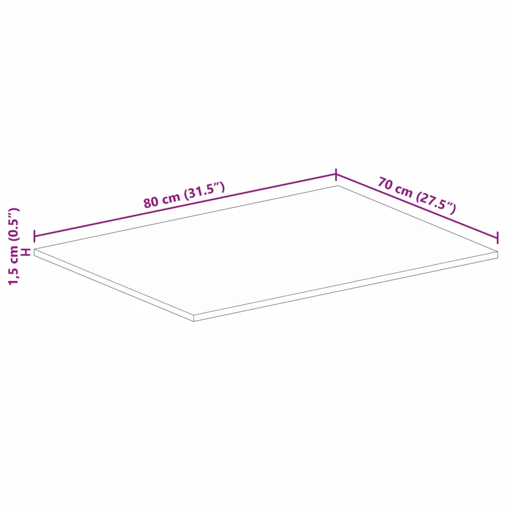 vidaXL Tischplatte 80x70x1,5 cm Rechteckig Altholz Massiv