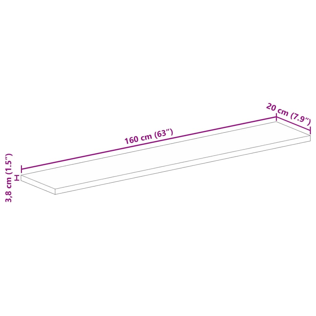 vidaXL Tischplatte 160x20x3,8 cm Rechteckig Altholz Massiv