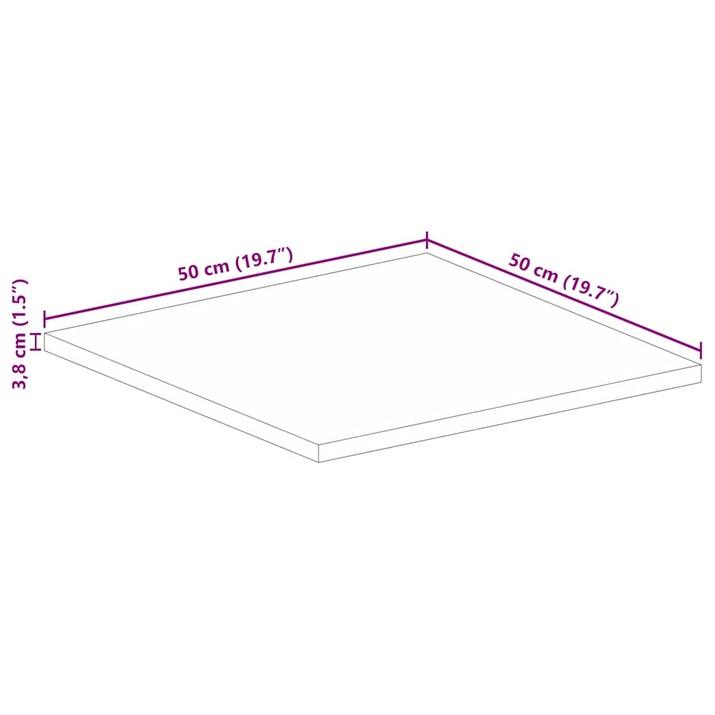 vidaXL Dessus de table 50x50x3,8 cm Carré Bois de récupération Massif