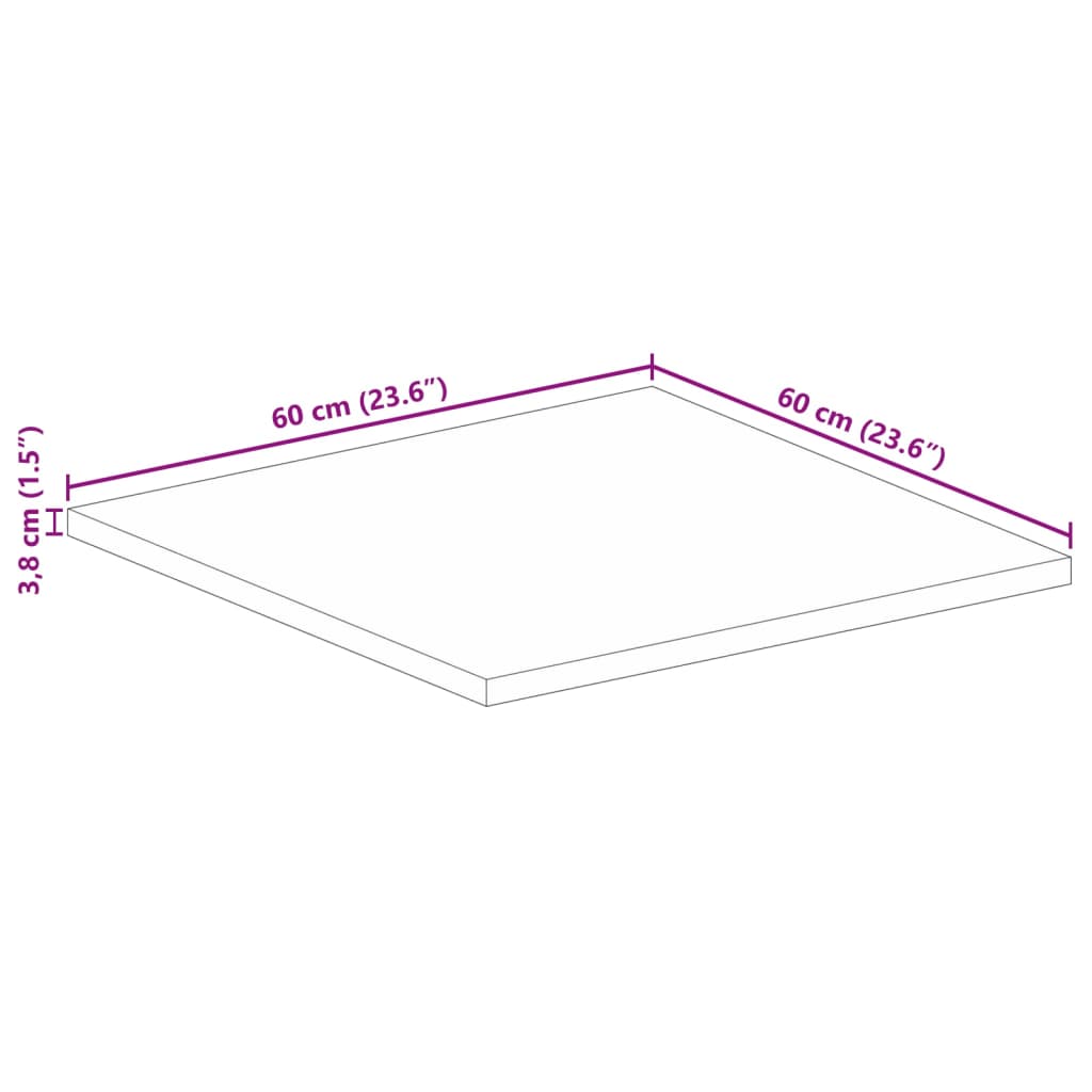 vidaXL Tischplatte 60x60x3,8 cm Quadratisch Altholz Massiv