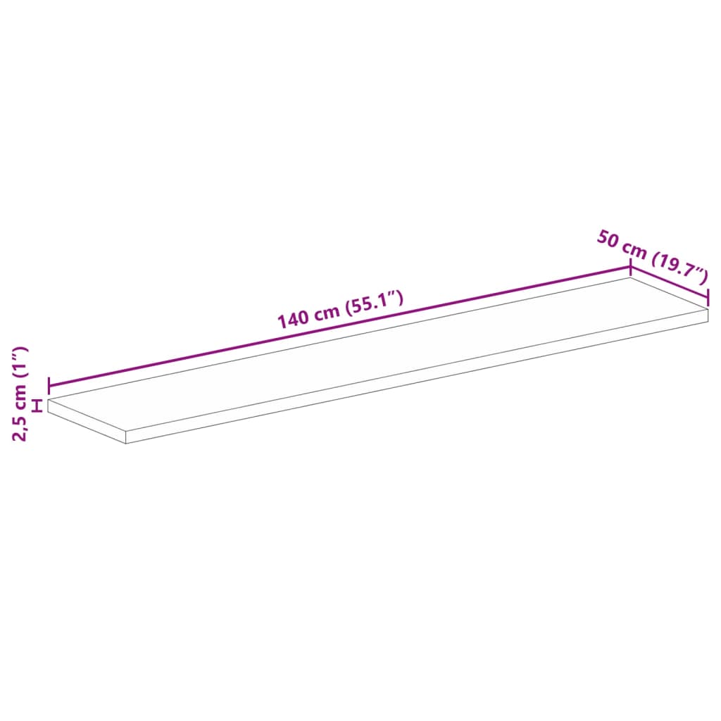 vidaXL Tischplatte 140x50x2,5 cm Rechteckig Altholz Massiv