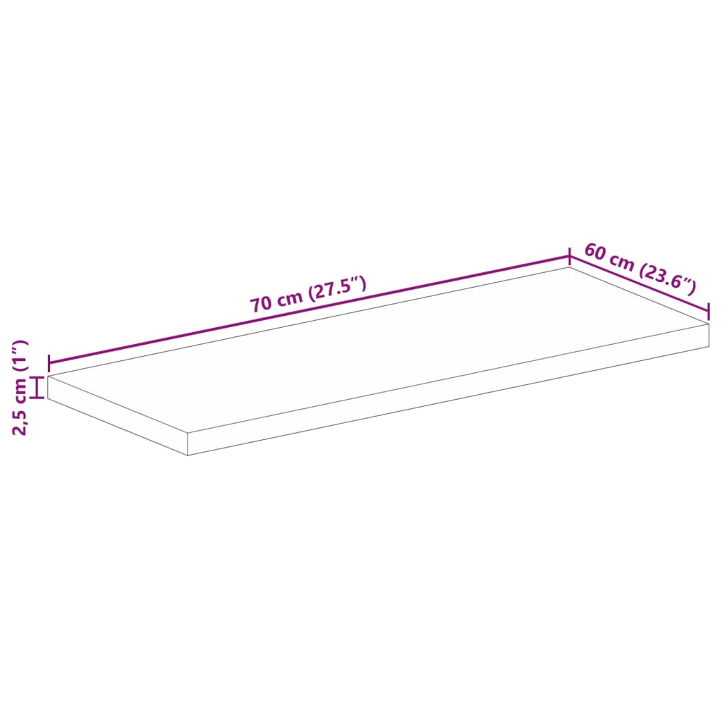 vidaXL Tischplatte 70x60x2,5 cm Rechteckig Altholz Massiv
