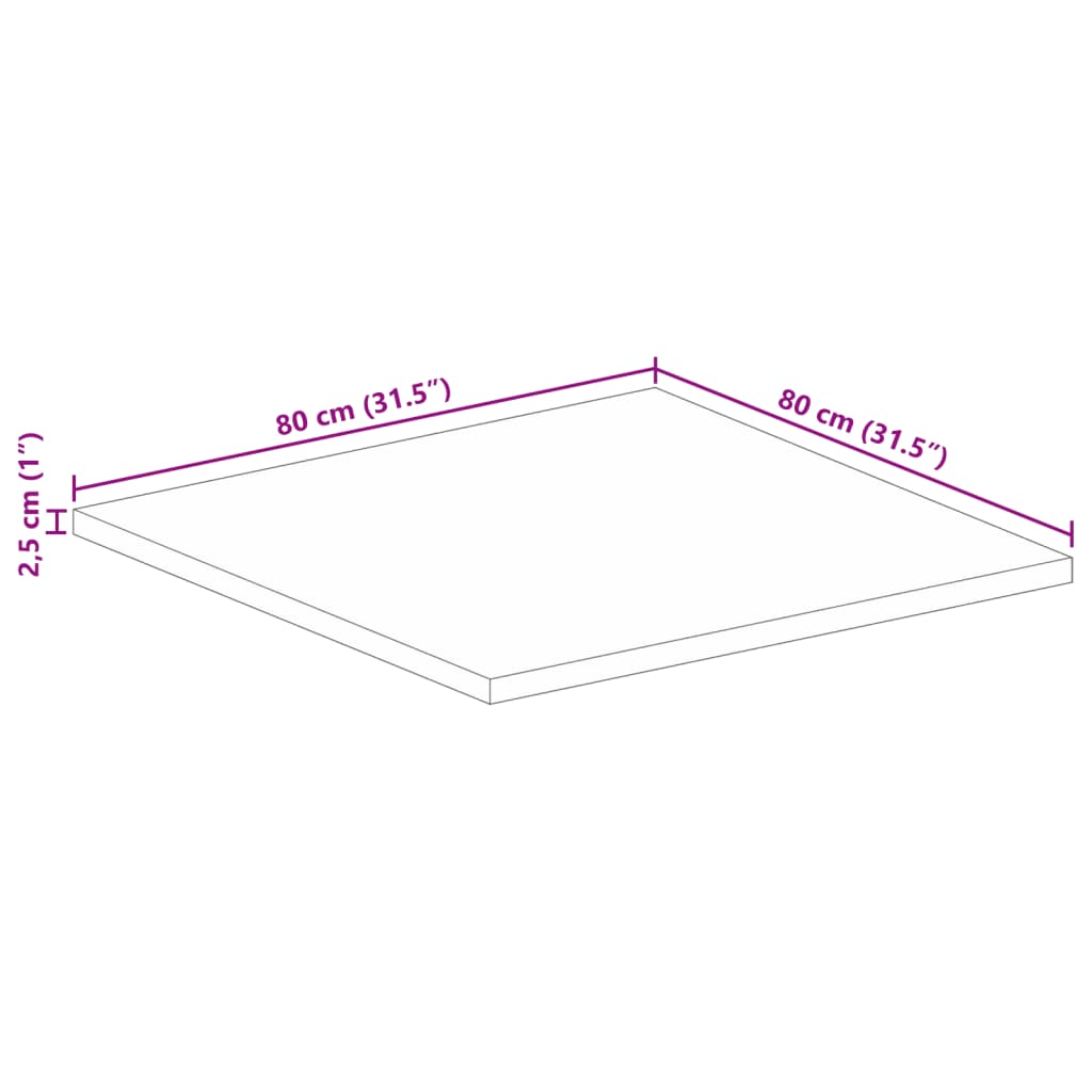 vidaXL Plateau de table 80x80x2,5 cm Carré Bois de récupération Massif