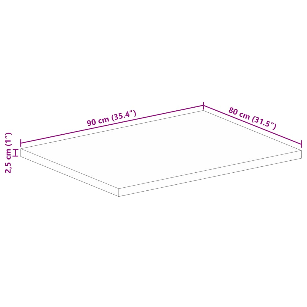 vidaXL Tischplatte 90x80x2,5 cm Rechteckig Altholz Massiv