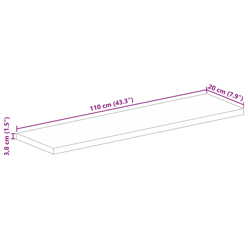 vidaXL Tischplatte 110x20x3,8 cm Rechteckig Altholz Massiv
