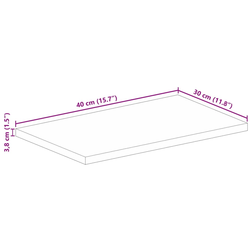 vidaXL Tischplatte 40x30x3,8 cm Rechteckig Altholz Massiv