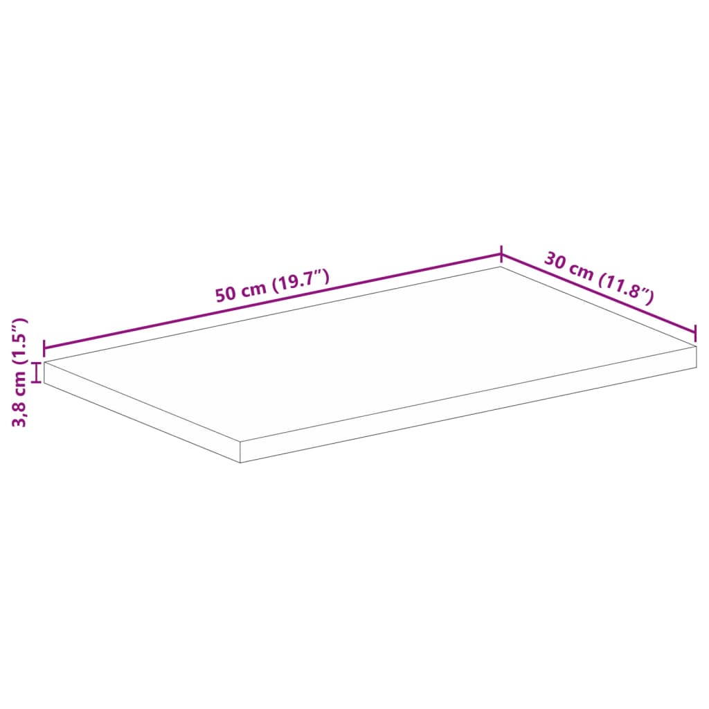 vidaXL Tischplatte 50x30x3,8 cm Rechteckig Altholz Massiv
