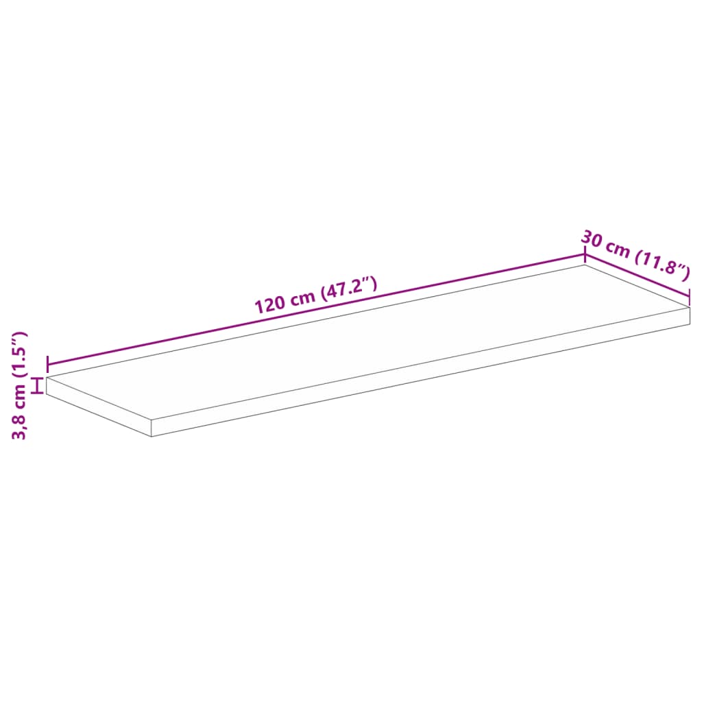 vidaXL Tischplatte 120x30x3,8 cm Rechteckig Altholz Massiv