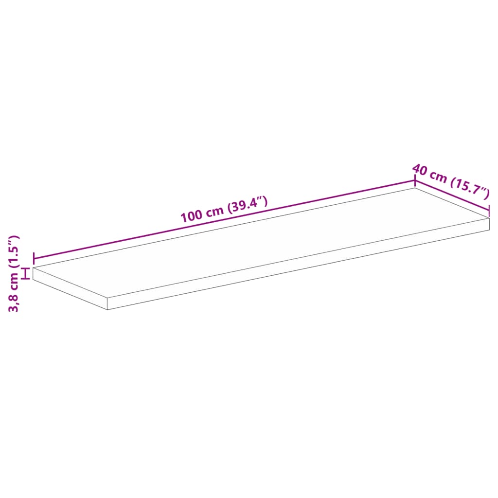 vidaXL Tischplatte 100x40x3,8 cm Rechteckig Altholz Massiv