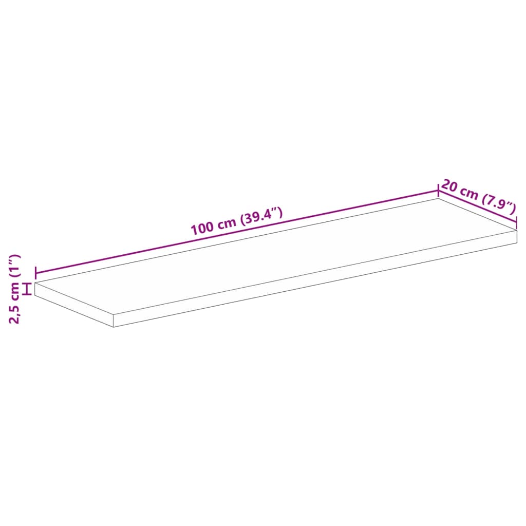 vidaXL Plateau de table 100x20x2,5 cm Rectangulaire Bois de manguier massif brut