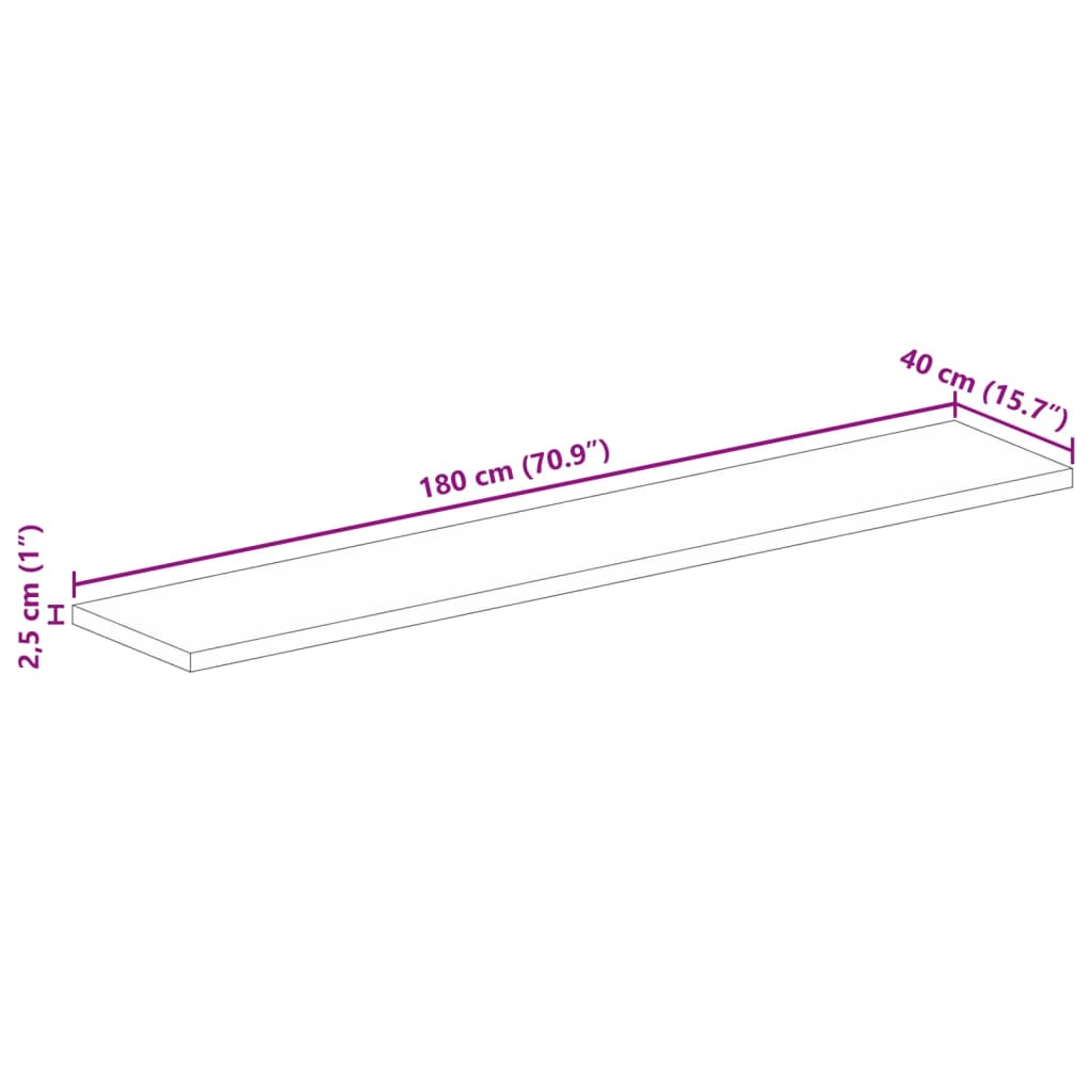 vidaXL Tischplatte 180x40x2,5 cm Rechteckig Raues Massivholz Mango