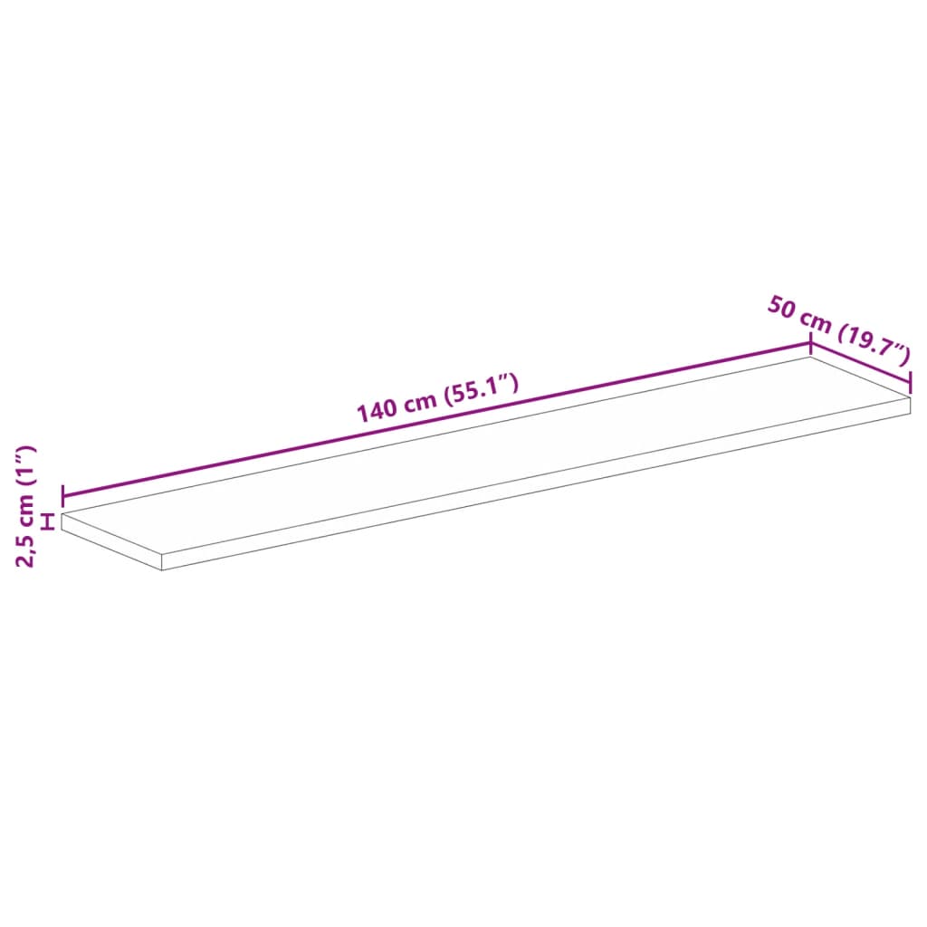 vidaXL Tischplatte 140x50x2,5 cm Rechteckig Raues Massivholz Mango