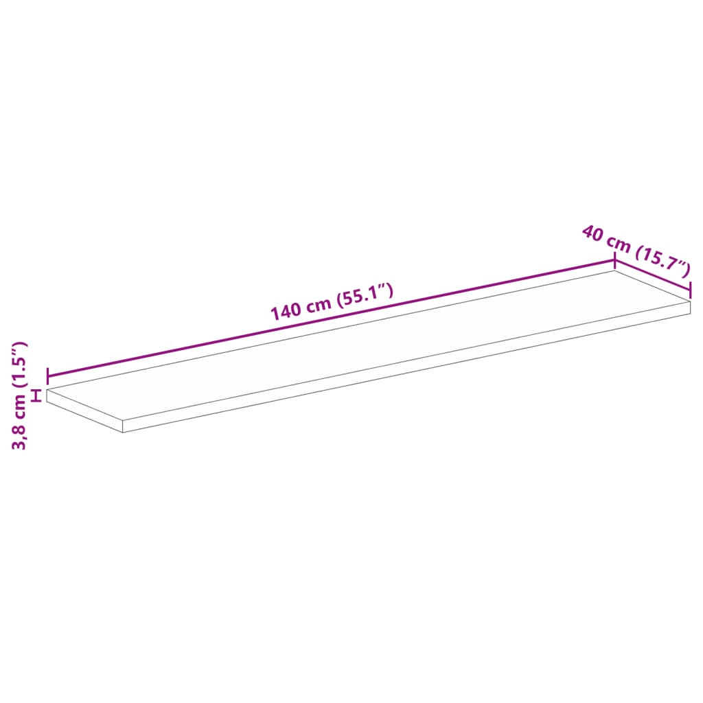 vidaXL Tischplatte 140x40x3,8 cm Rechteckig Raues Massivholz Mango