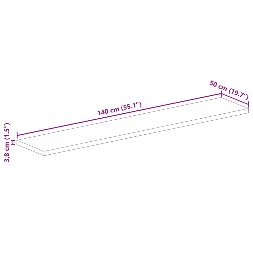 vidaXL Tischplatte 140x50x3,8 cm Rechteckig Raues Massivholz Mango