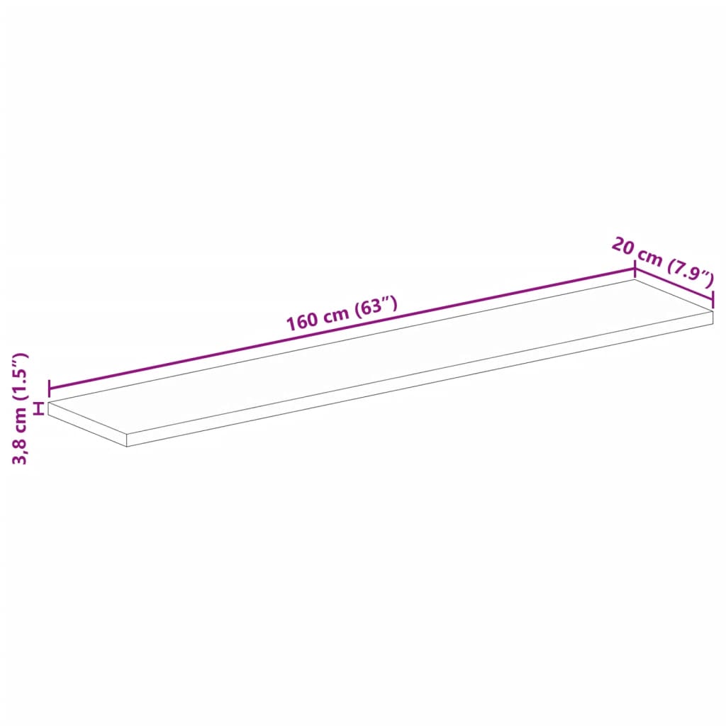 vidaXL Tischplatte 160x20x3,8 cm Rechteckig Massivholz Mango