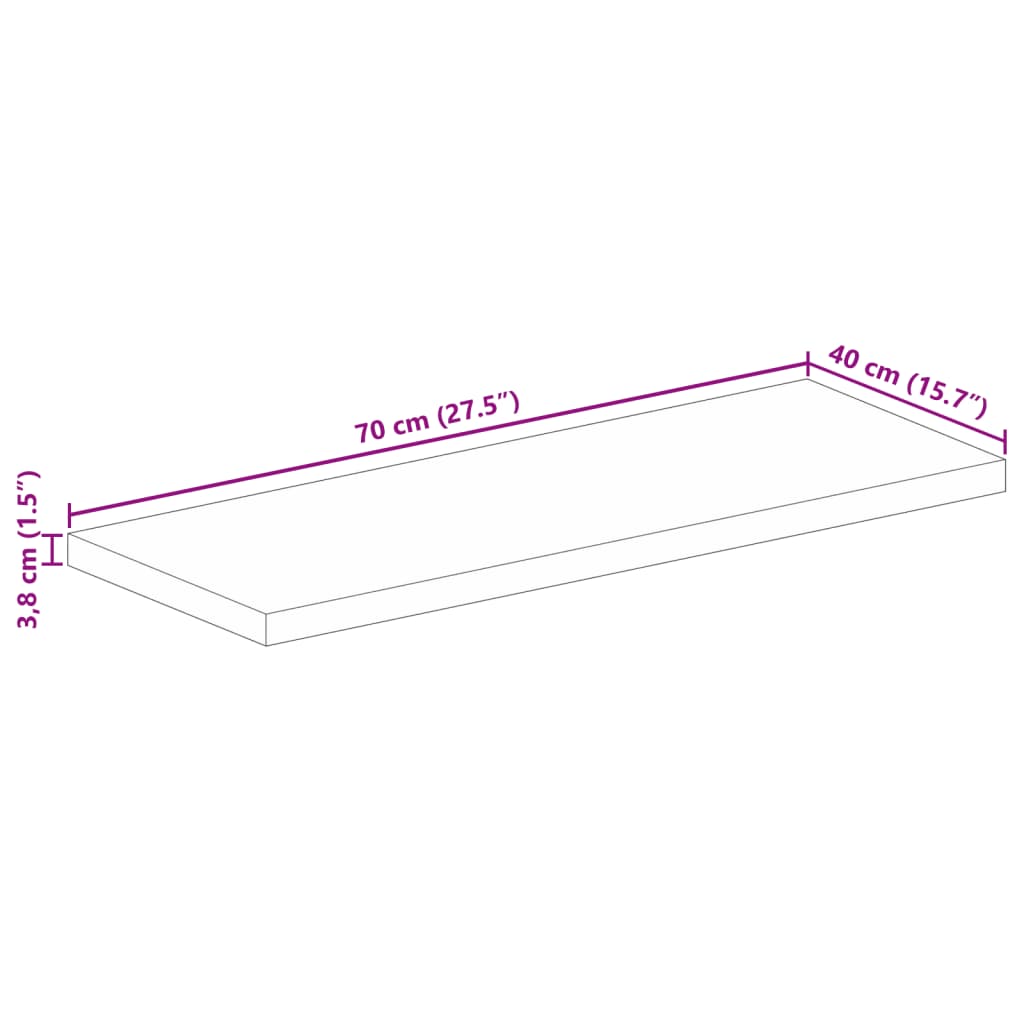 vidaXL Tischplatte 70x40x3,8 cm Rechteckig Massivholz Mango