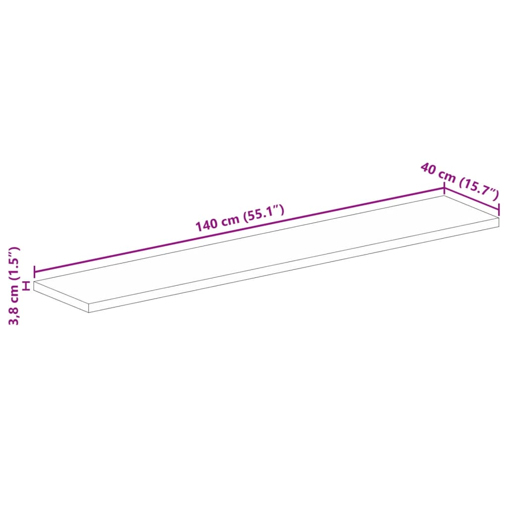 vidaXL Tischplatte 140x40x3,8 cm Rechteckig Massivholz Mango