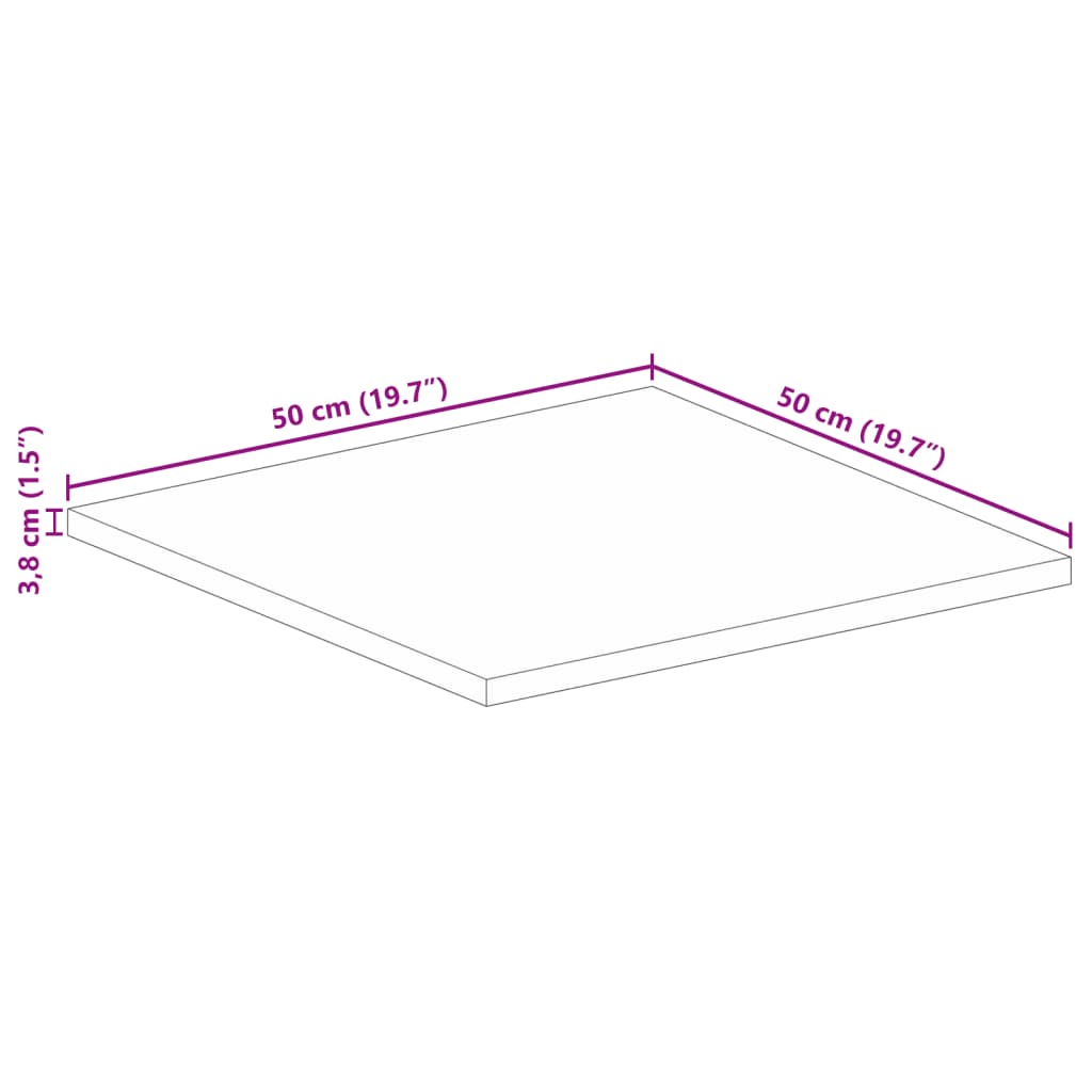 vidaXL Tischplatte 50x50x3,8 cm Quadratisch Massivholz Mango