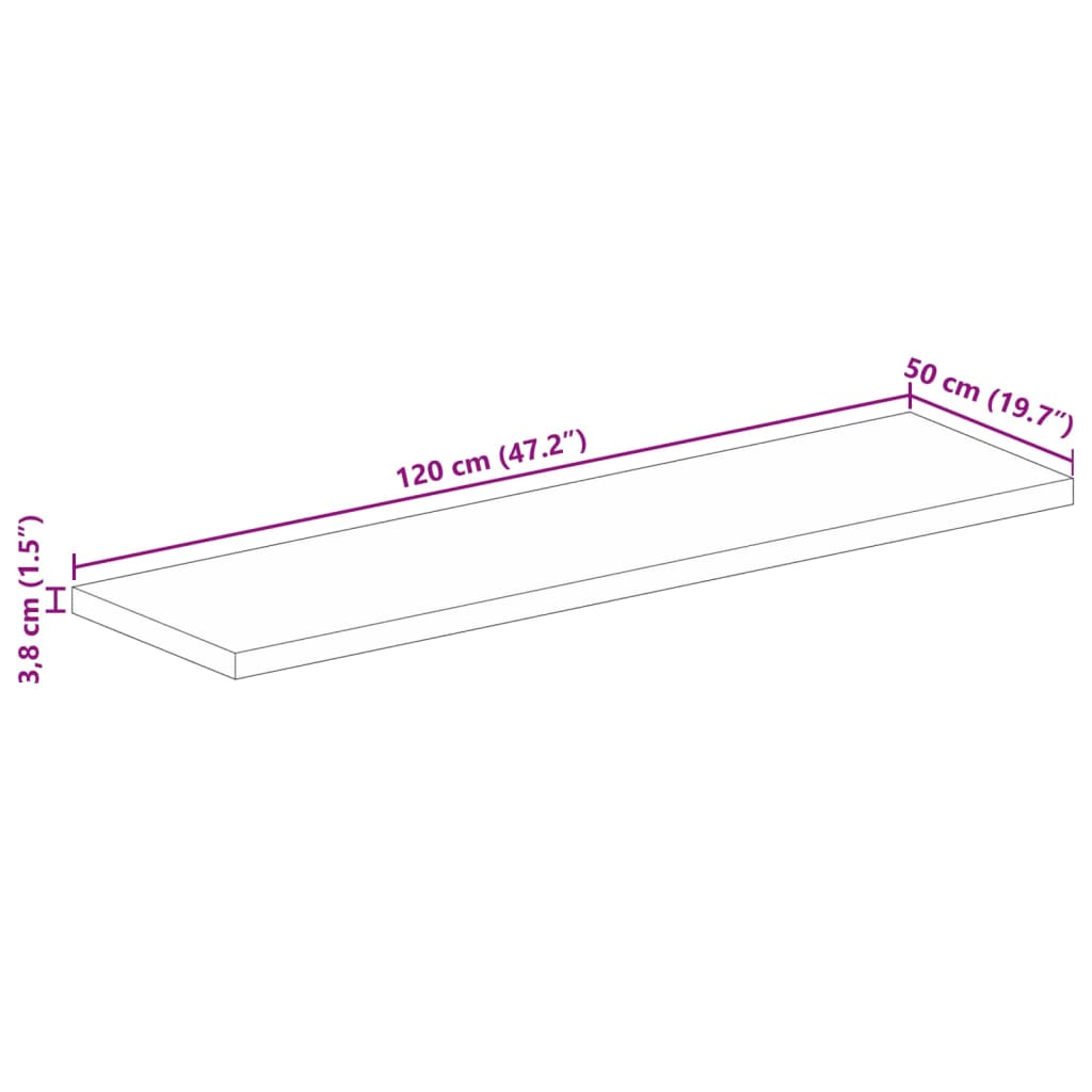 vidaXL Tischplatte 120x50x3,8 cm Rechteckig Massivholz Mango