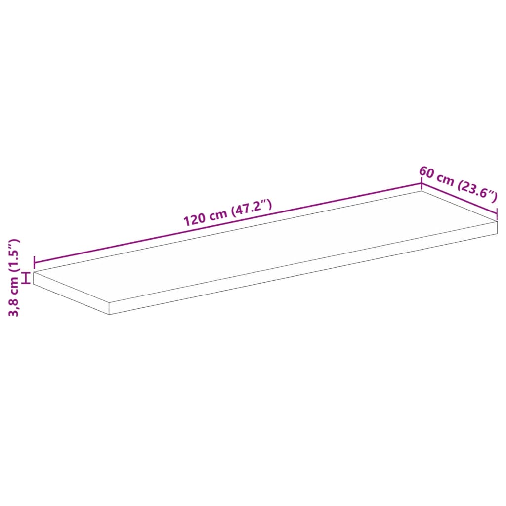vidaXL Tischplatte 120x60x3,8 cm Rechteckig Massivholz Mango