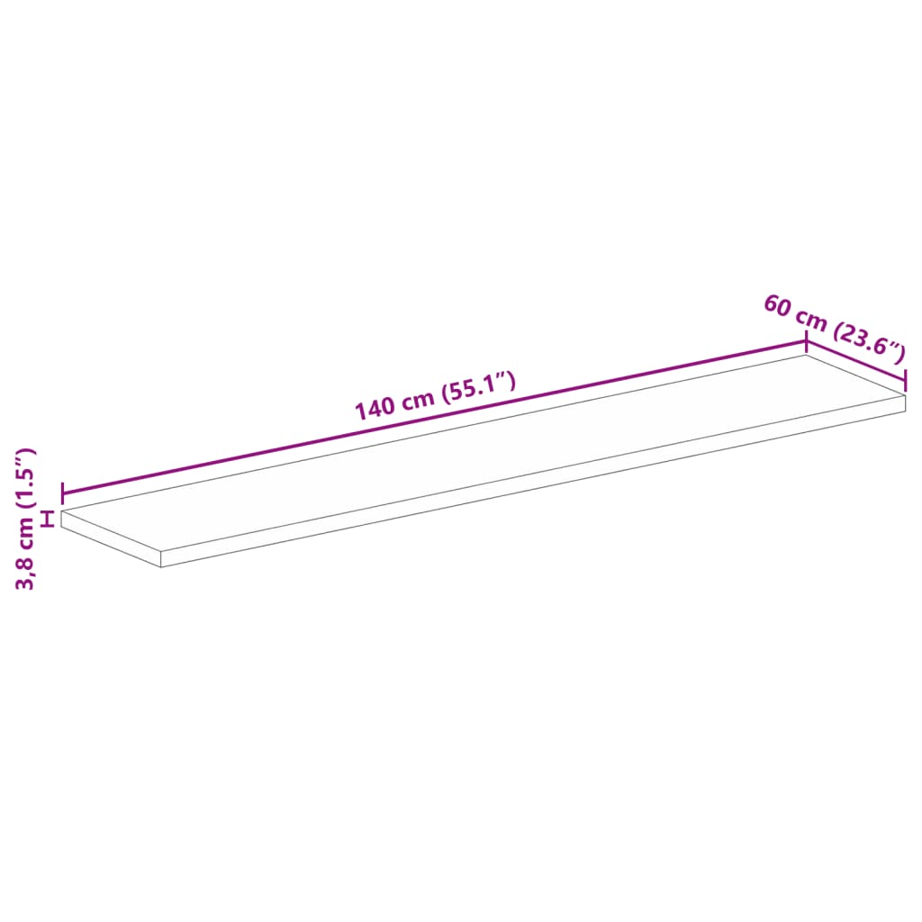 vidaXL Tischplatte 140x60x3,8 cm Rechteckig Massivholz Mango