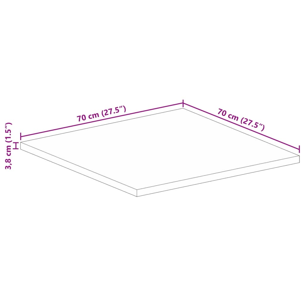 vidaXL Tischplatte 70x70x3,8 cm Quadratisch Massivholz Mango