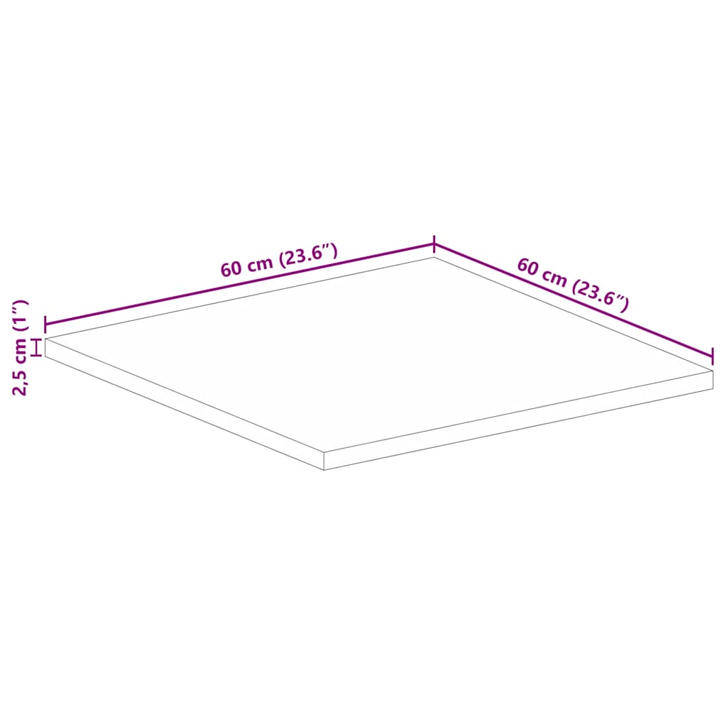vidaXL Tischplatte 60x60x2,5 cm Quadratisch Massivholz Mango