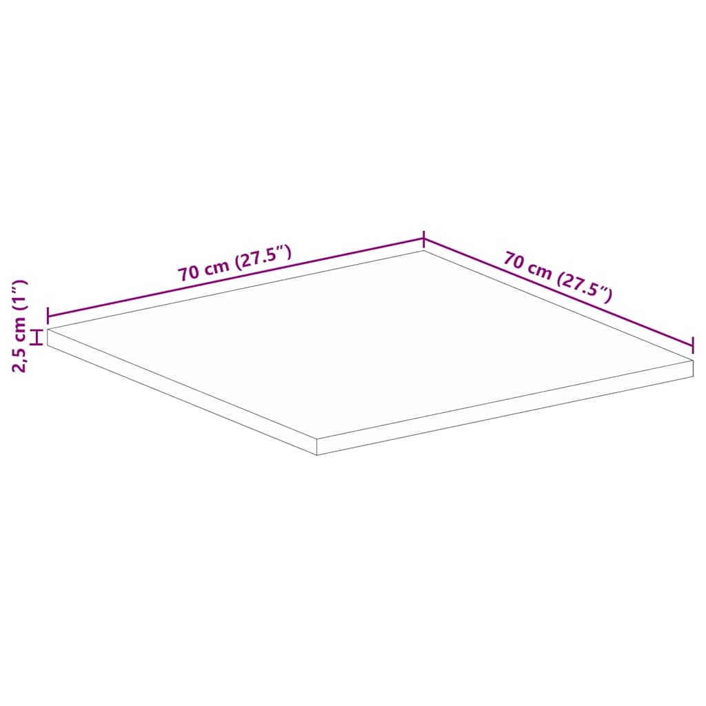 vidaXL Tischplatte 70x70x2,5 cm Quadratisch Massivholz Mango