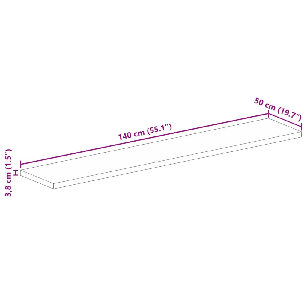 vidaXL Tischplatte 140x50x3,8 cm Rechteckig Massivholz Mango