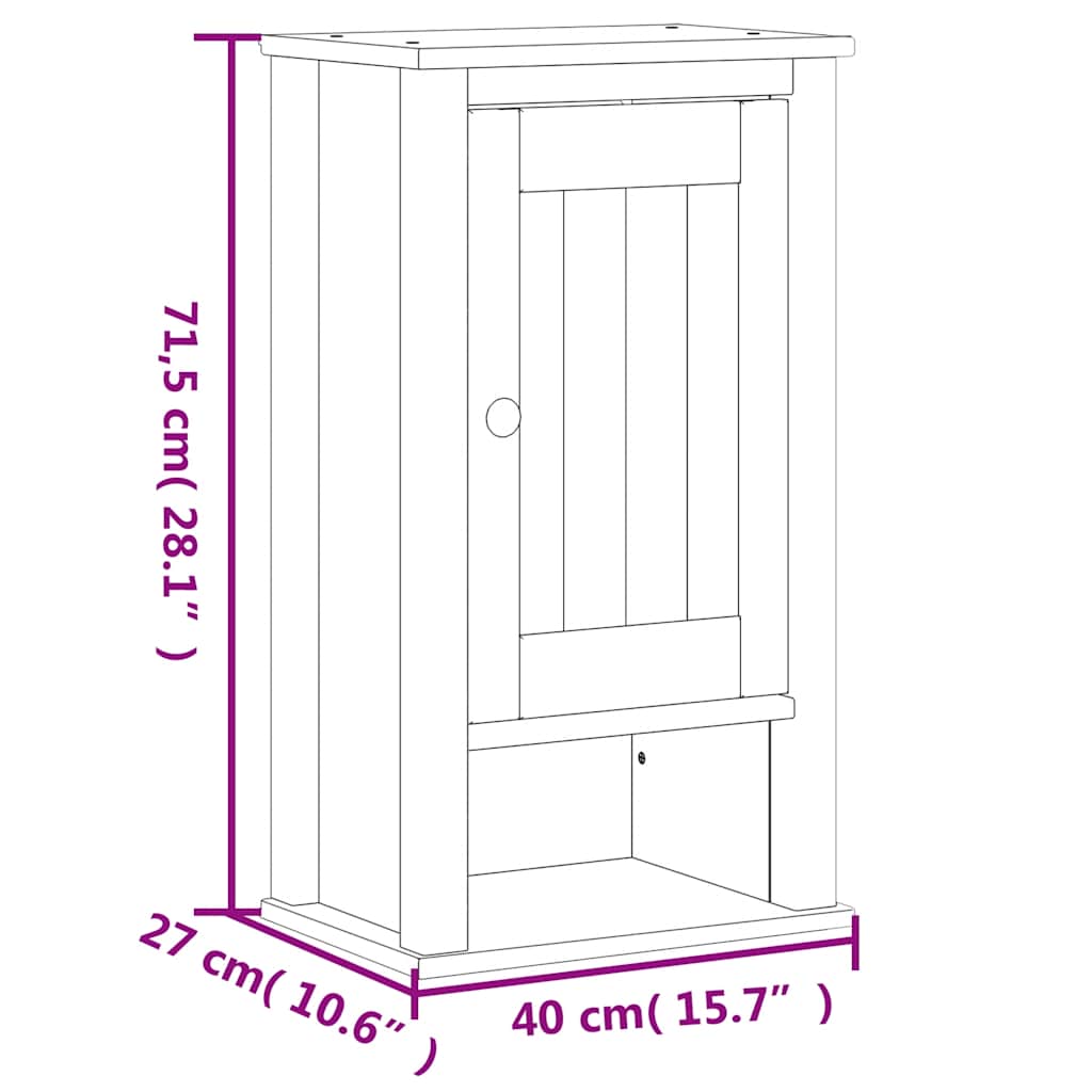 vidaXL Bad-Wandschrank BERG Weiß 40x27x71,5 cm Massivholz Kiefer