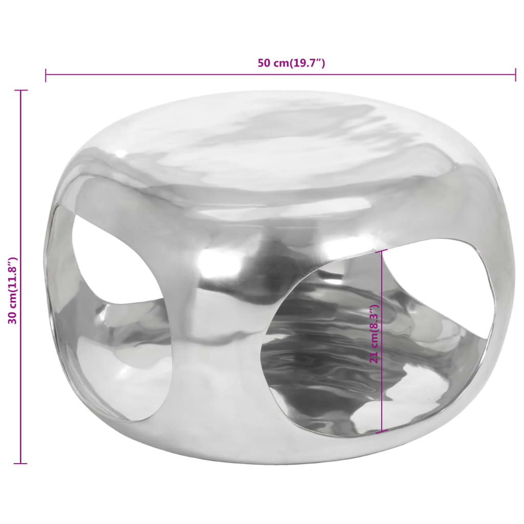 vidaXL Couchtisch Aluminium 50x50x30 cm Silbern