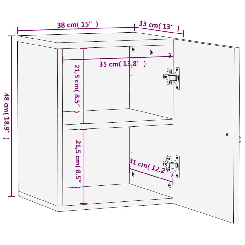 vidaXL Bad-Wandschrank 38x33x48 cm Massivholz Mango