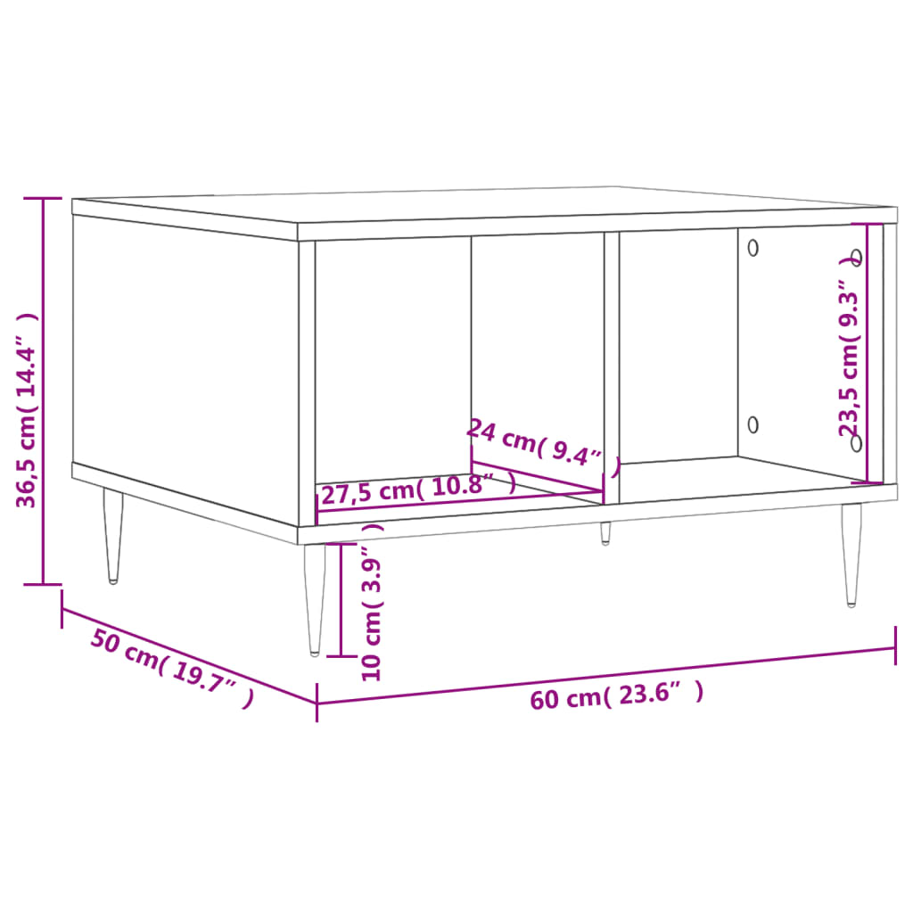 vidaXL Couchtisch Braun Eichen-Optik 60x50x36,5 cm Holzwerkstoff