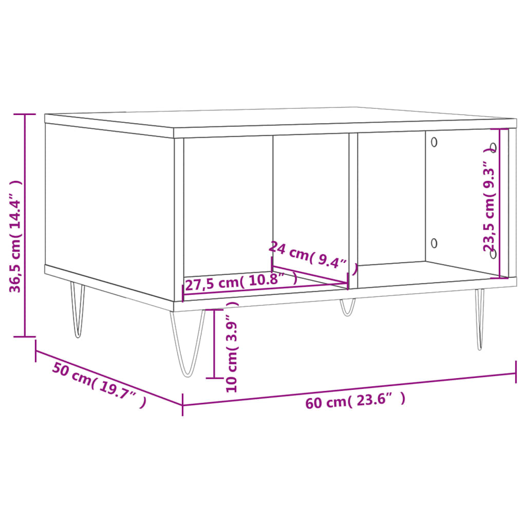 vidaXL Table basse Blanc 60x50x36,5 cm Bois d'ingénierie