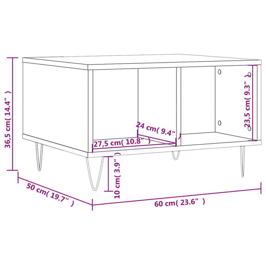 vidaXL Couchtisch Betongrau 60x50x36,5 cm Holzwerkstoff