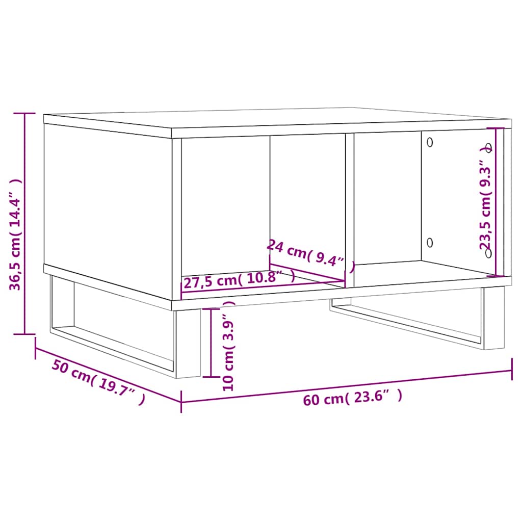 vidaXL Couchtisch Hochglanz-Weiß 60x50x36,5 cm Holzwerkstoff