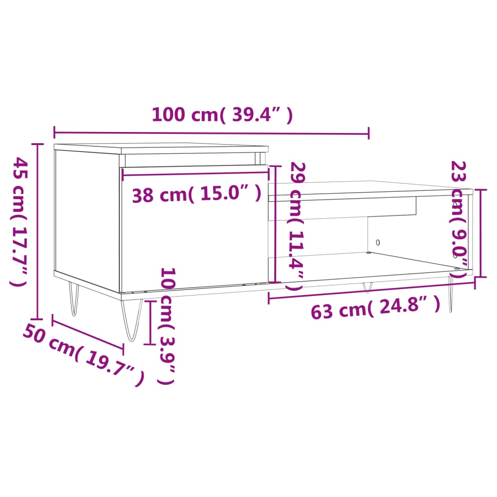 vidaXL Table basse blanc 100x50x45 cm Bois d'ingénierie