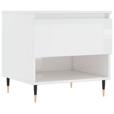 vidaXL Table basse blanc brillant 50x46x50 cm Aggloméré