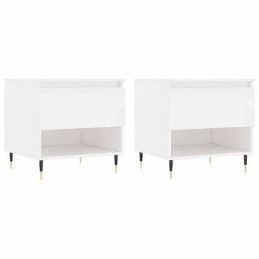 vidaXL Tables basses 2 pcs Blanc brillant 50x46x50 cm Bois d'ingénierie