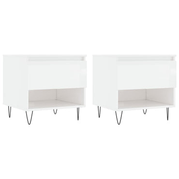 vidaXL Couchtische 2 Stk. Hochglanz-Weiß 50x46x50 cm Holzwerkstoff