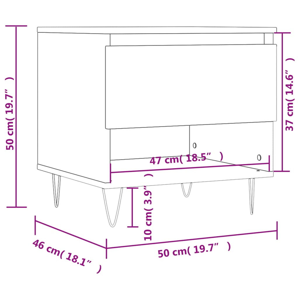 vidaXL Couchtische 2 Stk. Betongrau 50x46x50 cm Holzwerkstoff