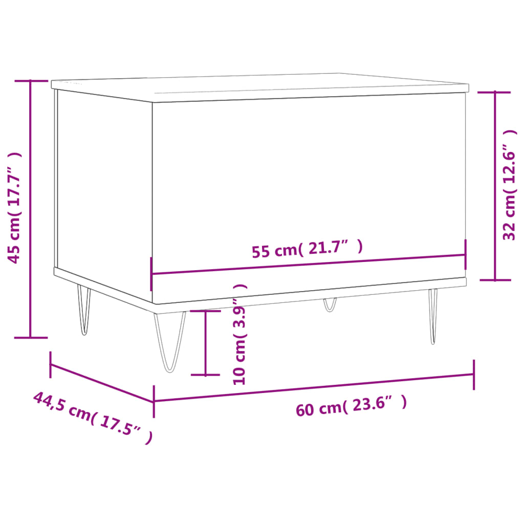 vidaXL Table basse Blanc 60x44,5x45 cm Bois d'ingénierie