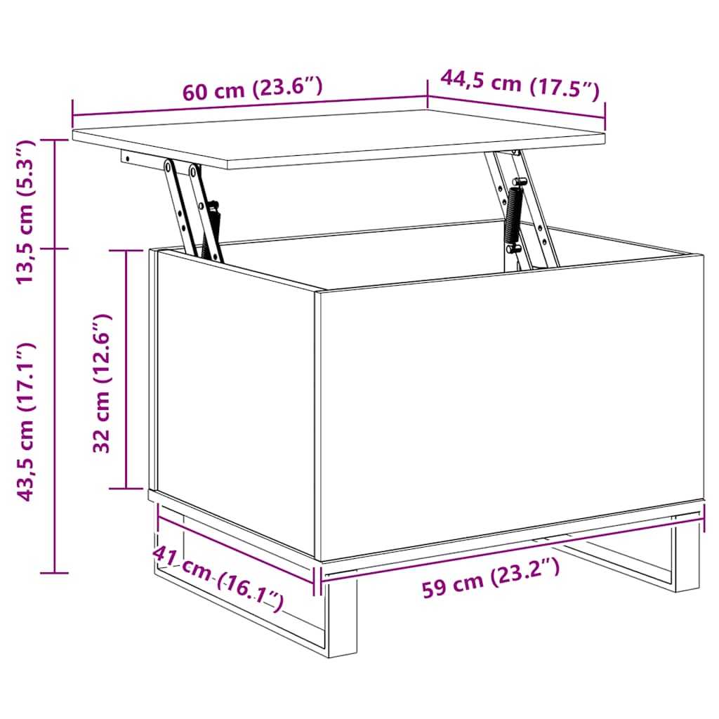 vidaXL Couchtisch Räuchereiche 60x44,5x45 cm Holzwerkstoff