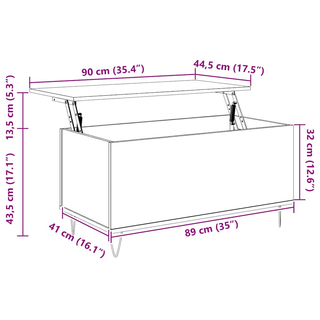 vidaXL Table basse chêne Sonoma 90x44,5x45 cm bois d'ingénierie