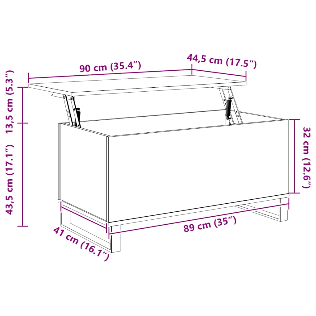 vidaXL Couchtisch Braun Eichen-Optik 90x44,5x45 cm Holzwerkstoff