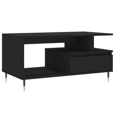 vidaXL Table basse noire 90x49x45 cm en bois d'ingénierie